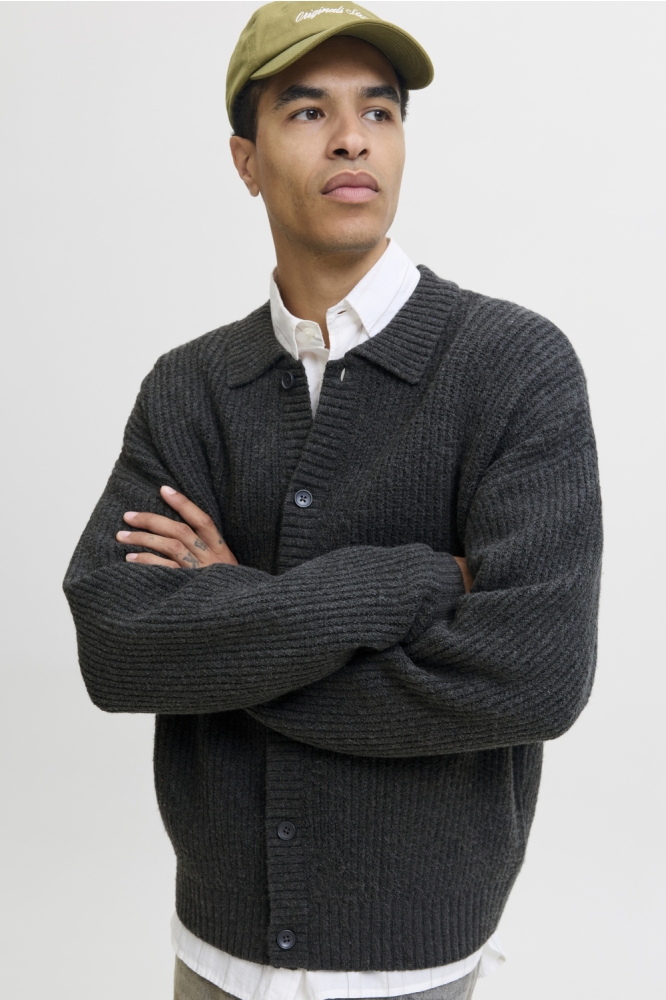 Jack & Jones grijze heren vest | Model vooraanzicht