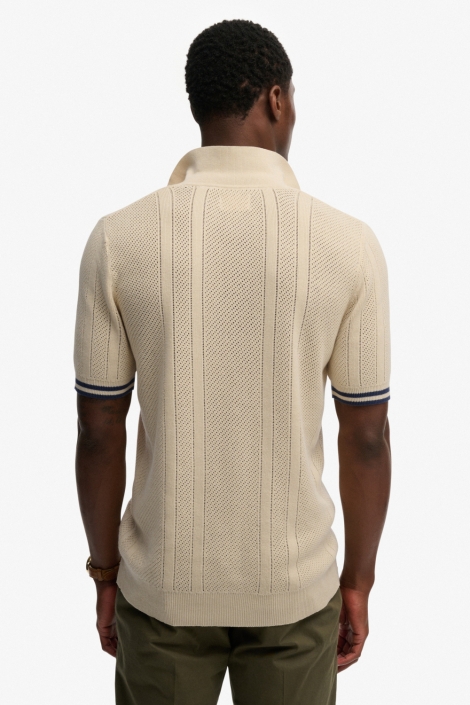 Superdry beige heren polo | Model achteraanzicht
