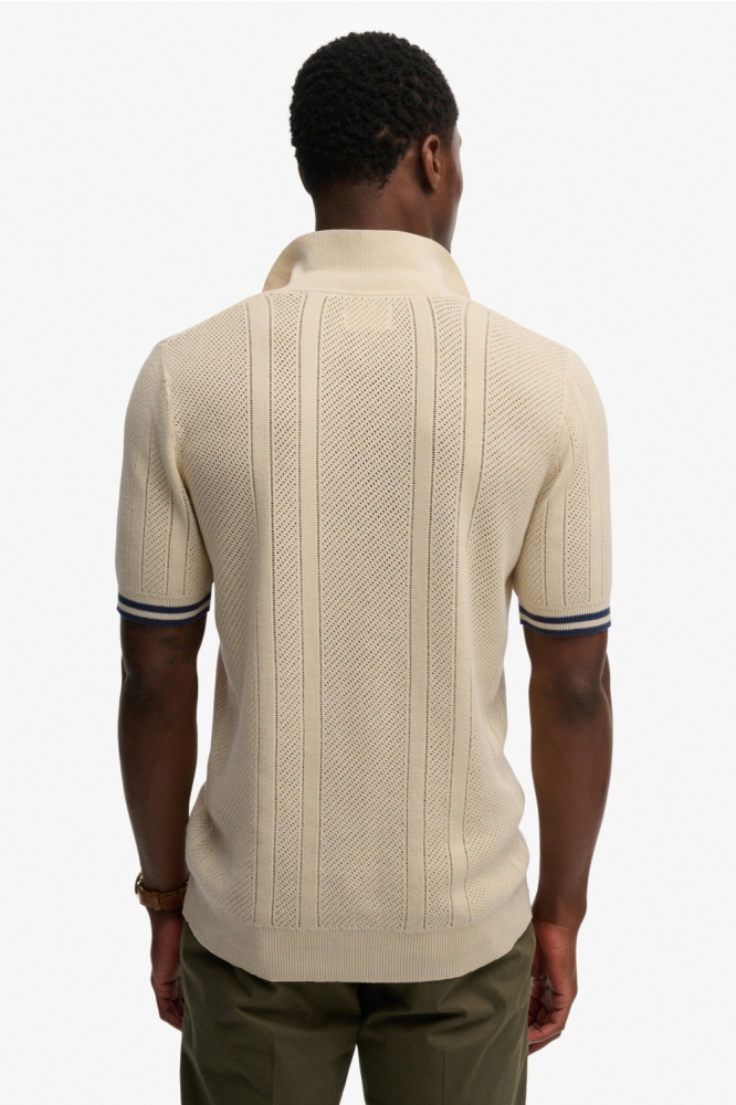 Superdry beige heren polo | Model achteraanzicht
