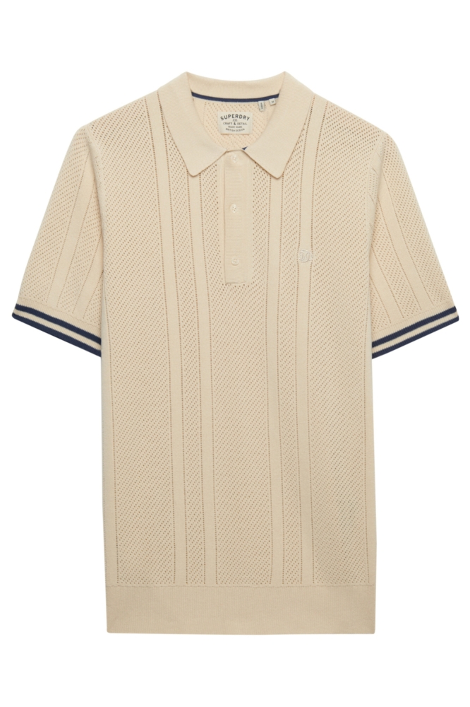 Superdry beige heren polo | Vooraanzicht