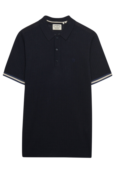 Superdry zwarte heren polo | Vooraanzicht