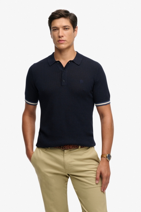 Superdry blauwe heren polo | Model vooraanzicht