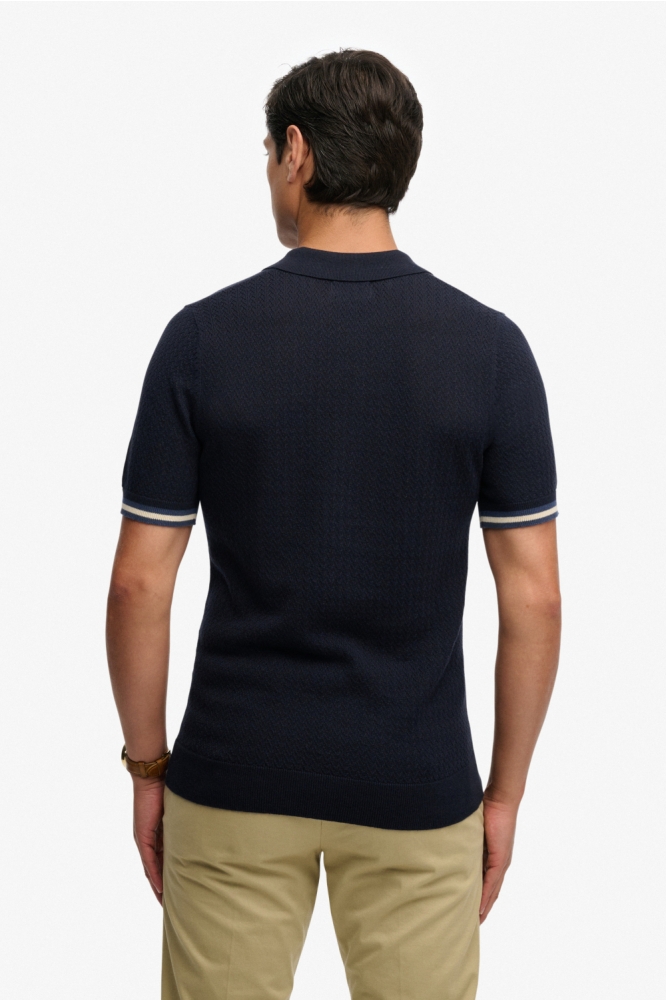 Superdry blauwe heren polo | Model achteraanzicht
