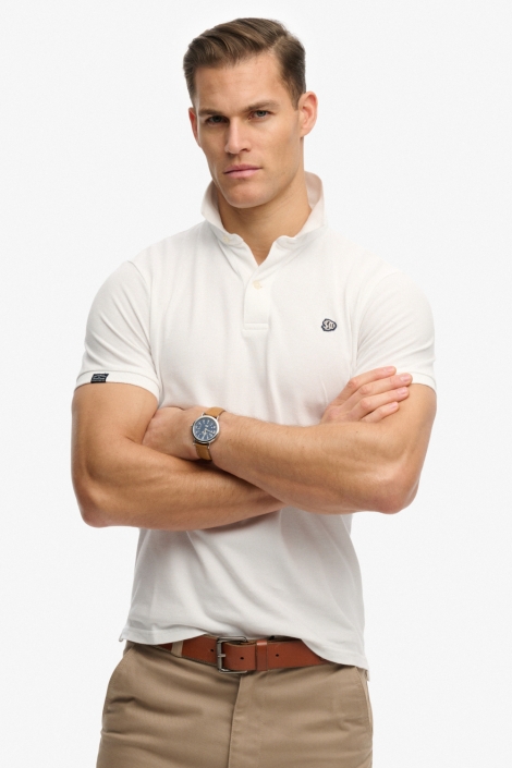 Superdry witte heren polo | Vooraanzicht