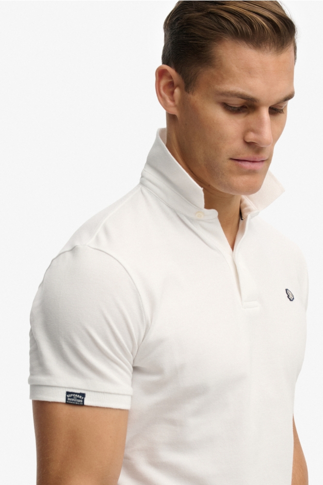 Superdry witte heren polo | Close up