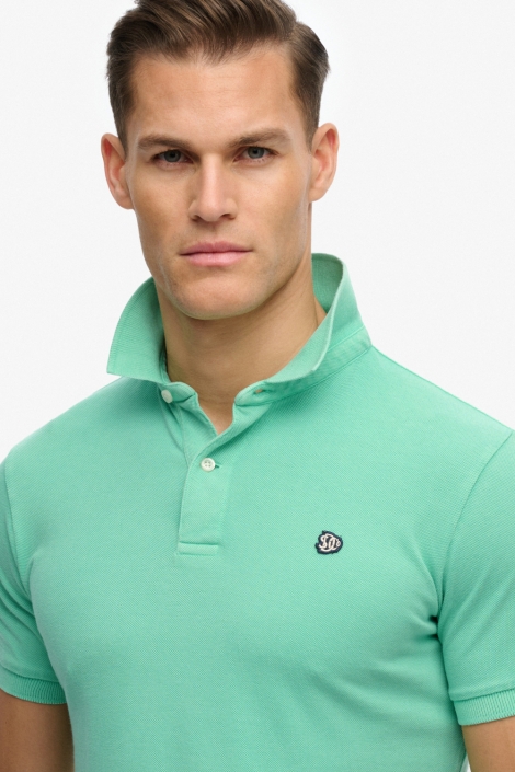 Superdry groene heren polo | Close up