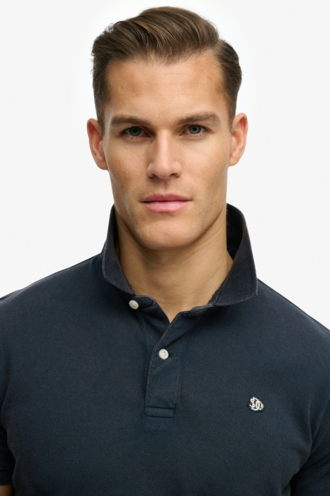 Superdry blauwe heren polo | Close up