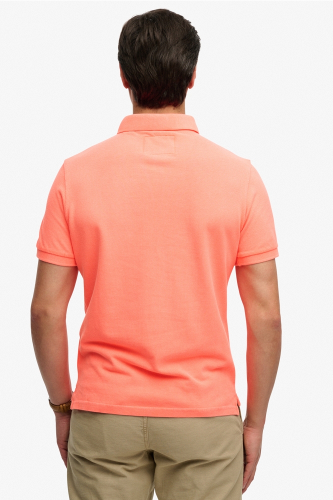 Superdry oranje heren polo | Model achteraanzicht