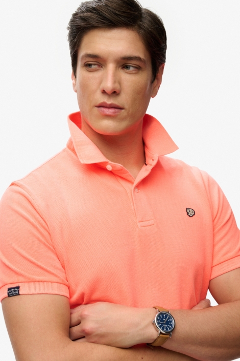 Superdry oranje heren polo | Close up