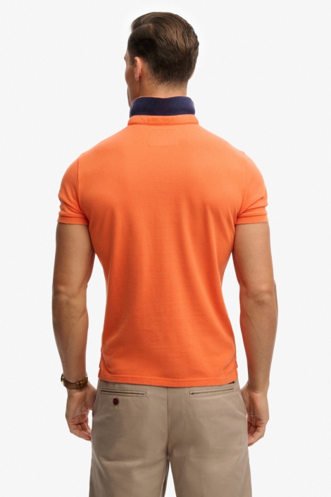 Superdry oranje heren polo | Model achteraanzicht