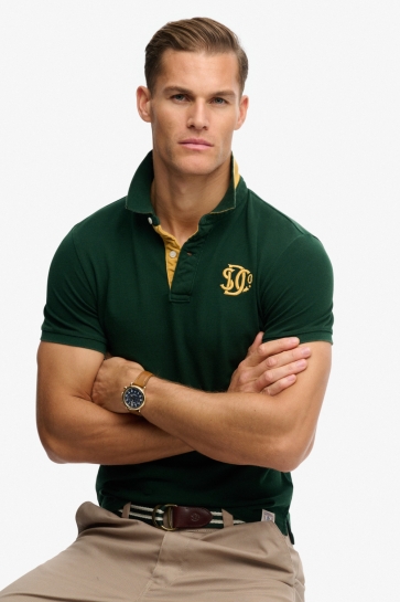 Superdry Polo PIQUE MONOGRAM POLO SHIRT M1110465A ENAMEL GREEN/WINTER GOLD