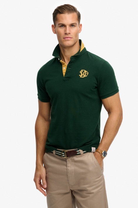 Superdry zwarte heren polo | Model vooraanzicht