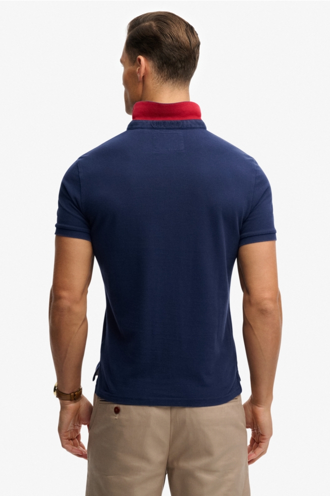 Superdry blauwe heren polo | Model achteraanzicht