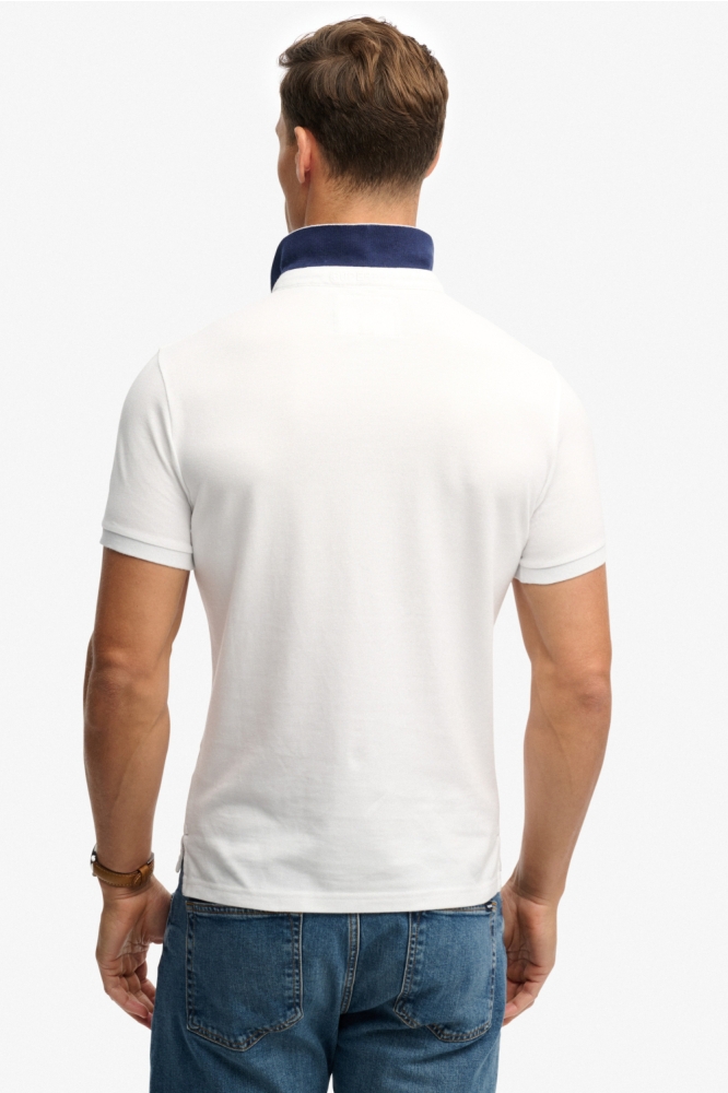 Superdry witte heren polo | Model achteraanzicht