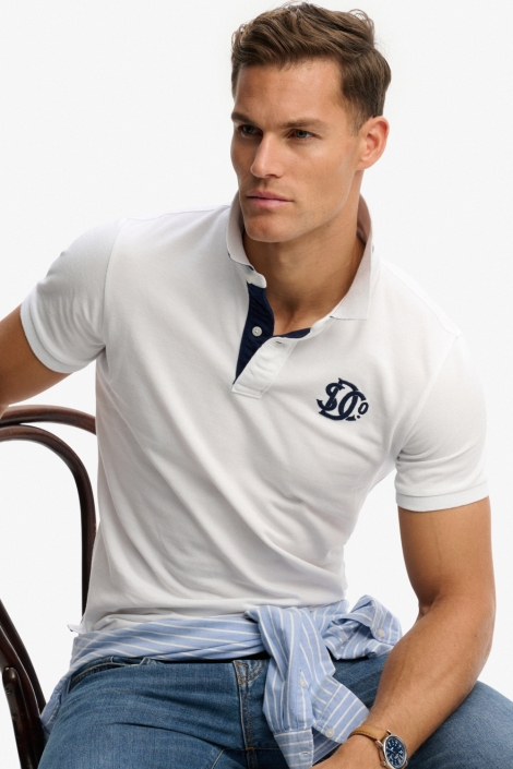 Superdry witte heren polo | Close up