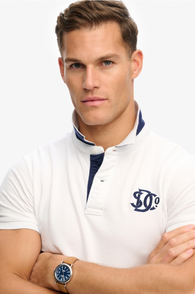 Superdry witte heren polo | Close up