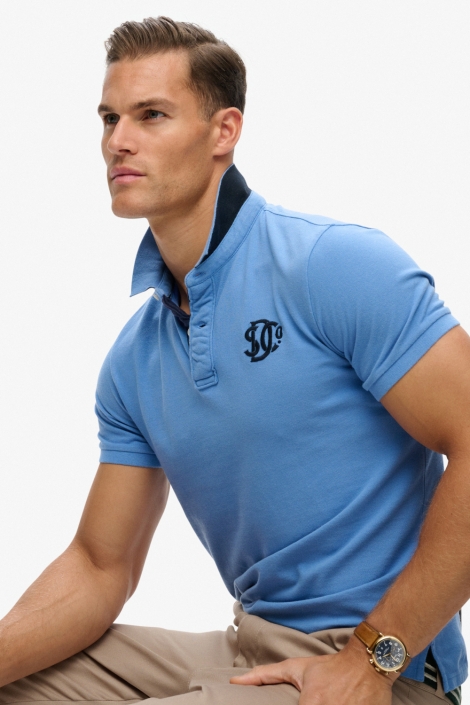 Superdry blauwe heren polo | Model zijaanzicht