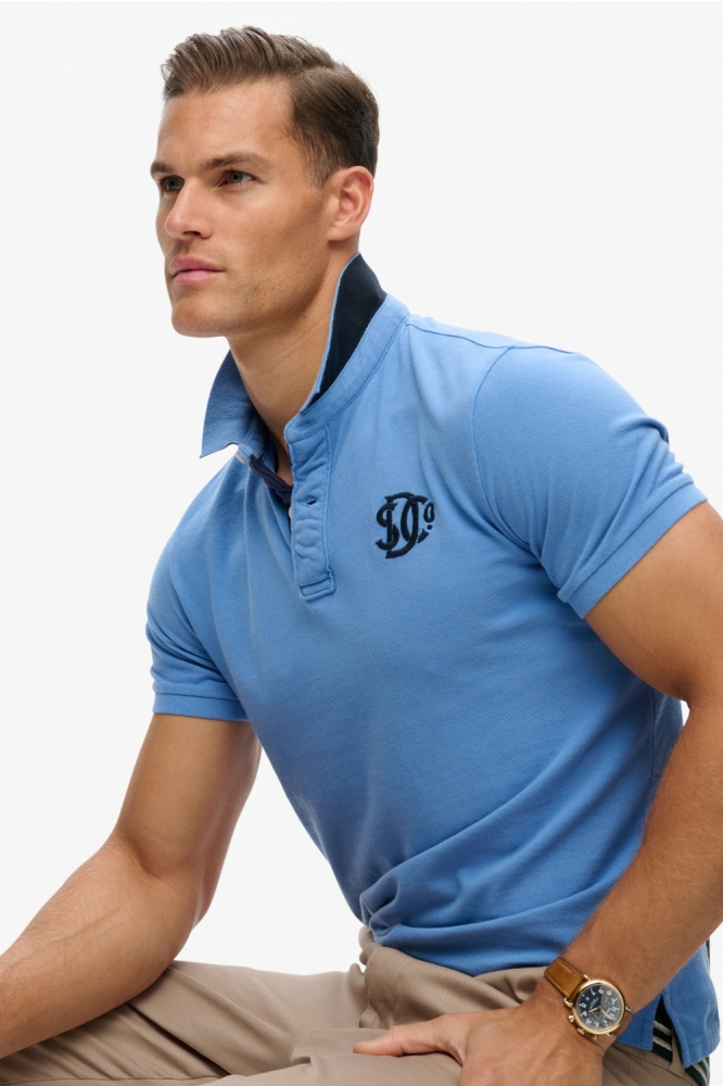 Superdry blauwe heren polo | Model zijaanzicht