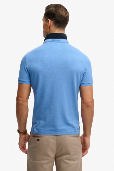 Superdry blauwe heren polo | Model achteraanzicht