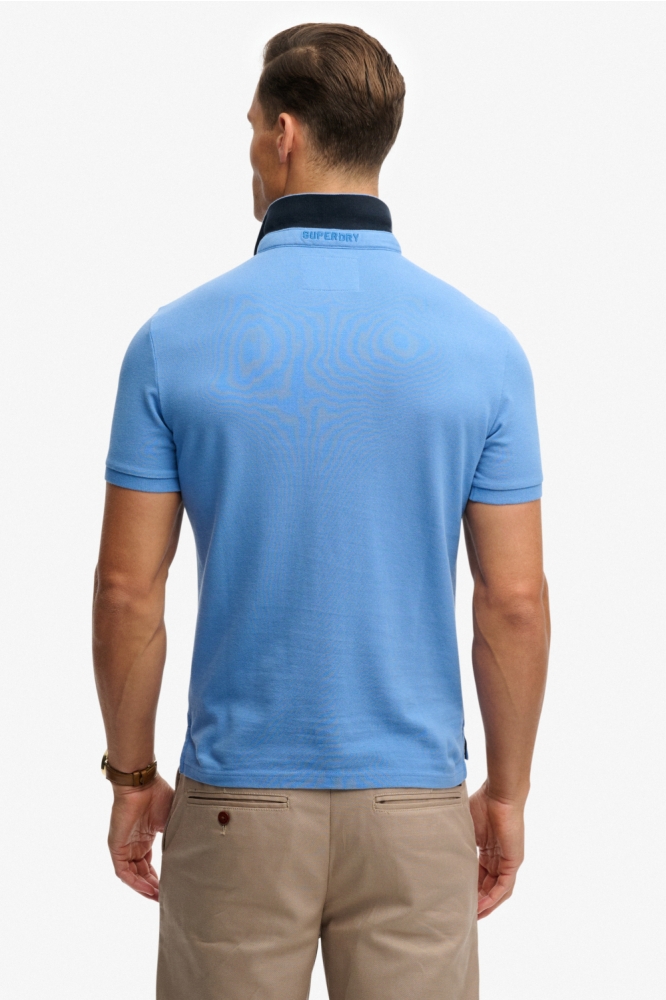 Superdry blauwe heren polo | Model achteraanzicht