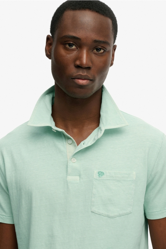 Superdry groene heren polo | Close up