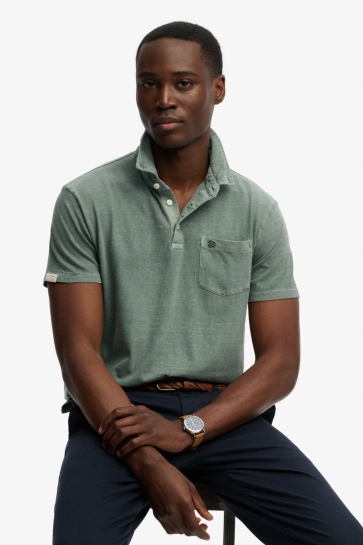 Superdry classic cotton linen polo Groen