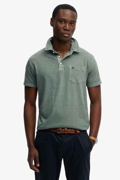 Superdry groene heren polo | Model vooraanzicht