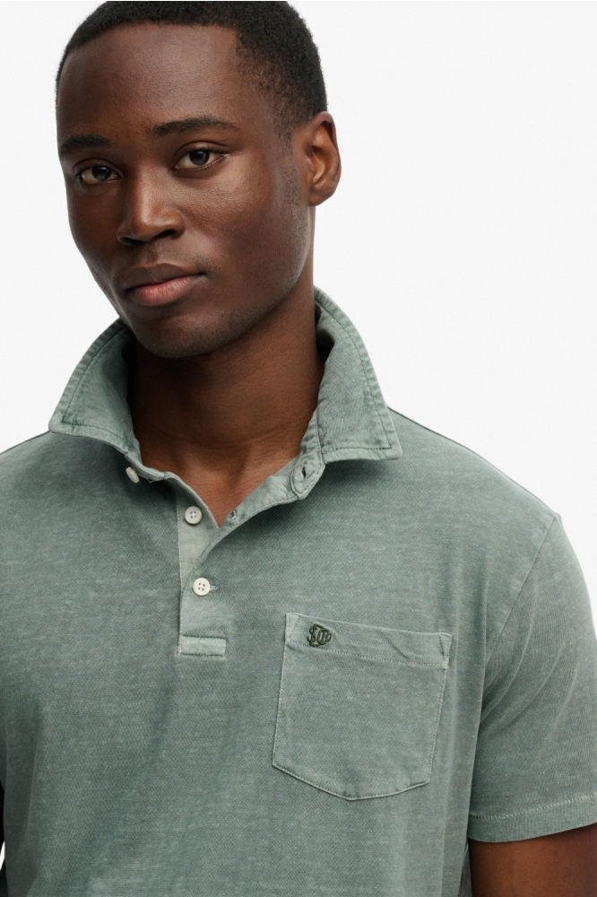 Superdry groene heren polo | Close up