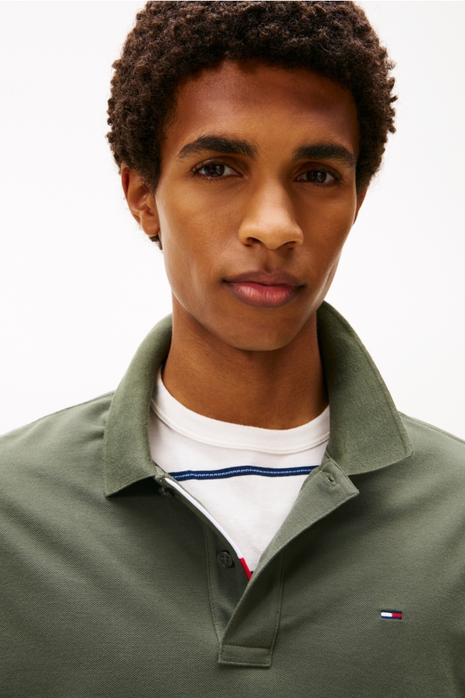 Tommy Jeans groene heren polo | Close up