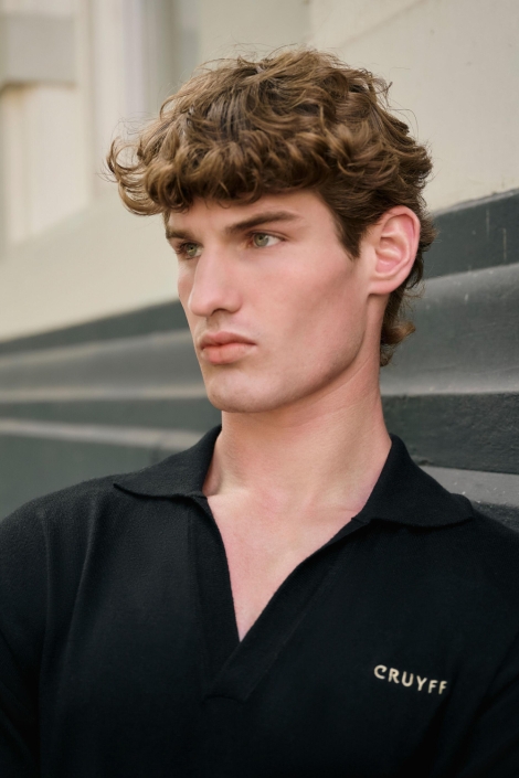 Cruyff zwarte heren polo | Close up