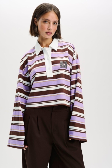 Refined Department T-shirt MUSE KNITTED CROPPED STRIPE POLO R2510825859 550 STRIPE