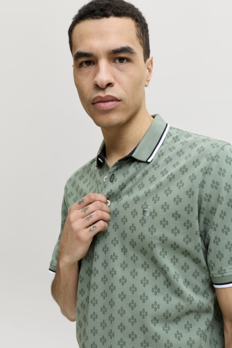 Jack & Jones groene heren polo | Close up