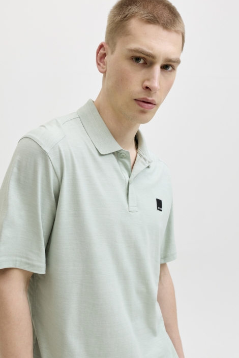 Jack & Jones groene heren polo | Close up