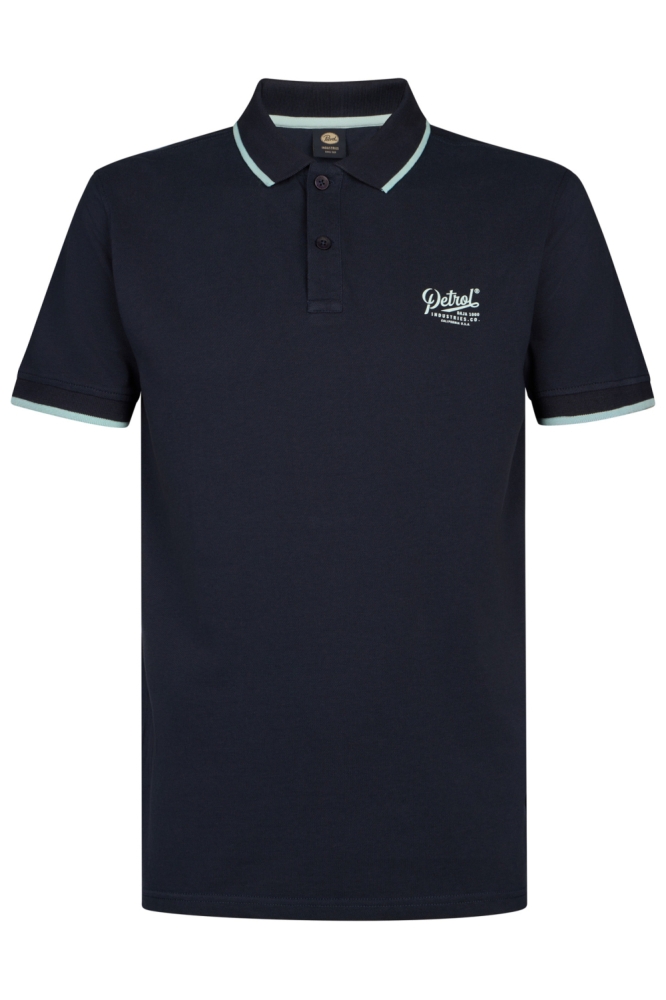 Petrol Industries blauwe heren polo | Vooraanzicht