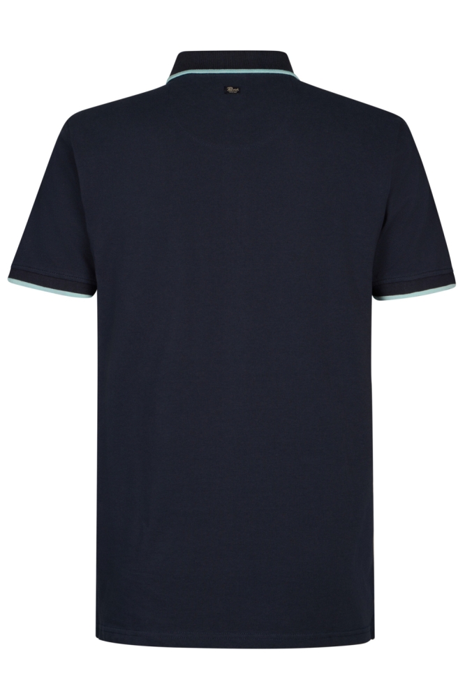 Petrol Industries blauwe heren polo | Achteraanzicht