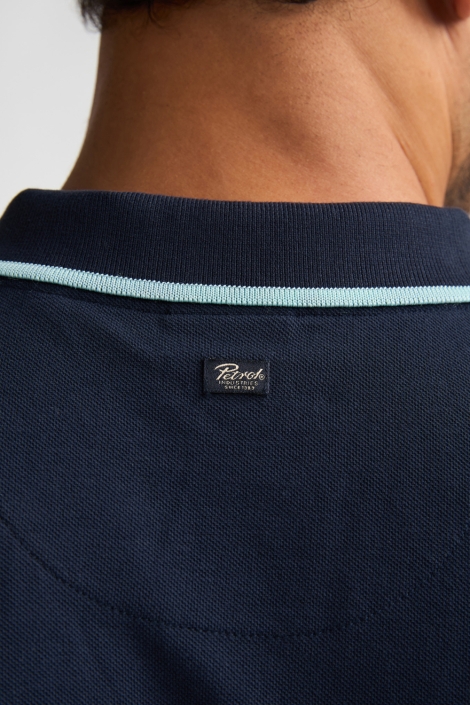 Petrol Industries blauwe heren polo | Close up