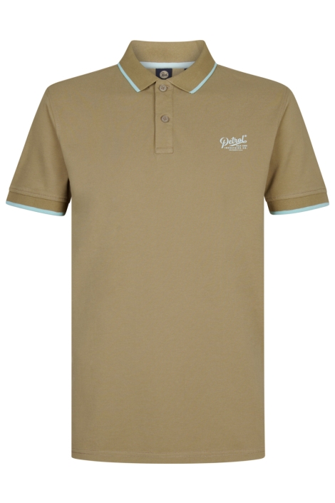 Petrol Industries zand heren polo | Vooraanzicht