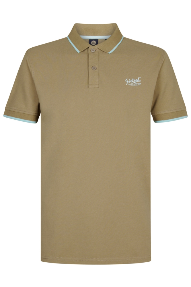 Petrol Industries zand heren polo | Vooraanzicht