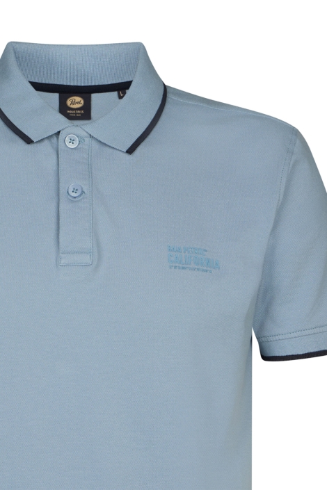 Petrol Industries blauwe heren polo | Close up
