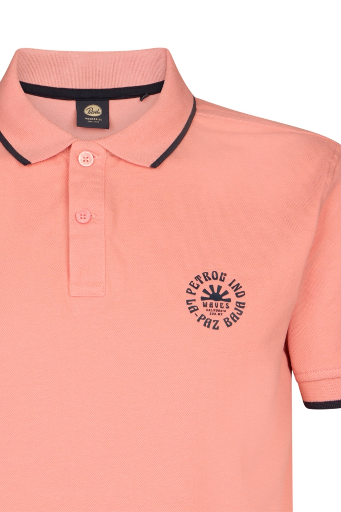 Petrol Industries oranje heren polo | Close up