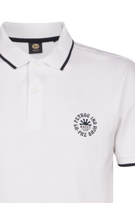 Petrol Industries witte heren polo | Close up