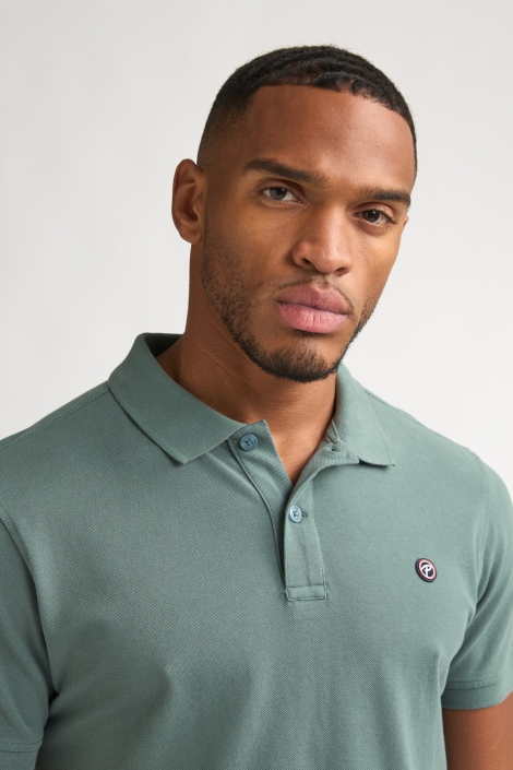 Petrol Industries groene heren polo | Close up