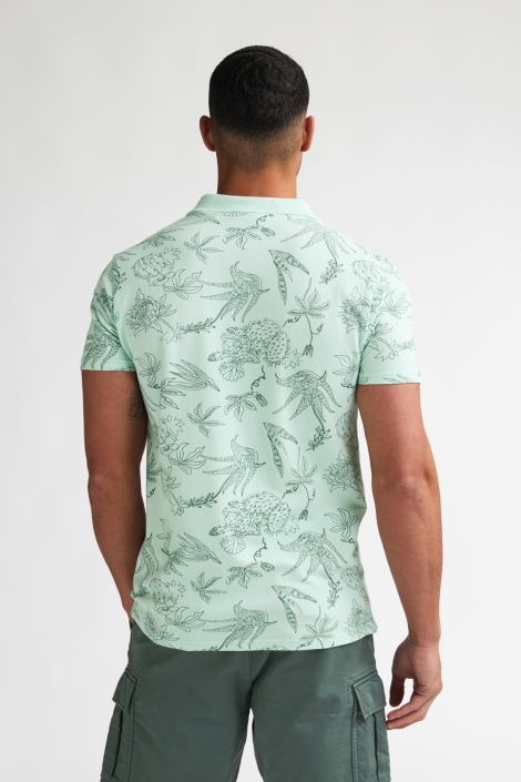 Petrol Industries groene heren polo | Model achteraanzicht