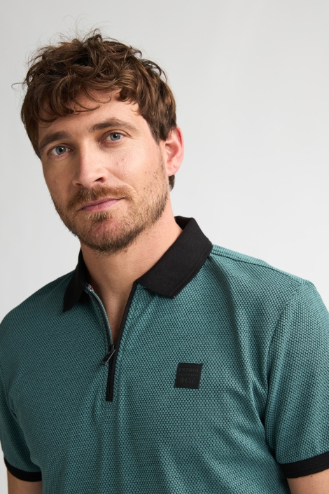 Petrol Industries groene heren polo | Close up