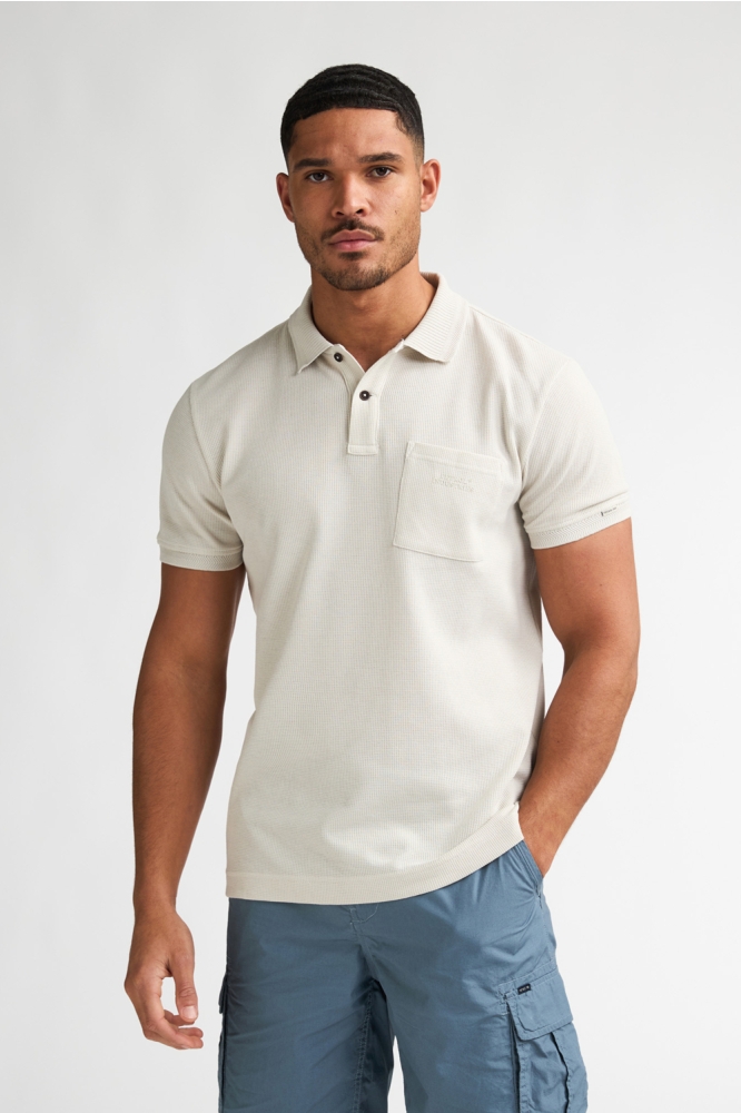 Petrol Industries beige heren polo | Model vooraanzicht