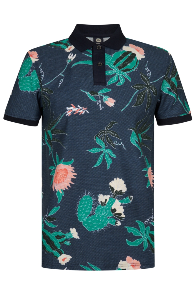 Petrol Industries blauwe heren polo | Vooraanzicht