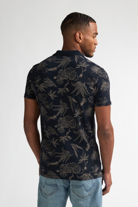 Petrol Industries blauwe heren polo | Model achteraanzicht