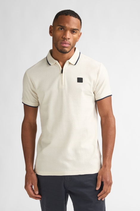 Petrol Industries beige heren polo | Model vooraanzicht