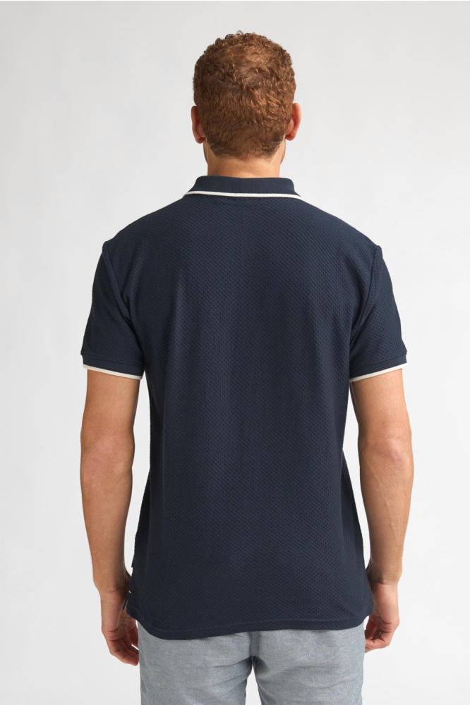 Petrol Industries blauwe heren polo | Model achteraanzicht