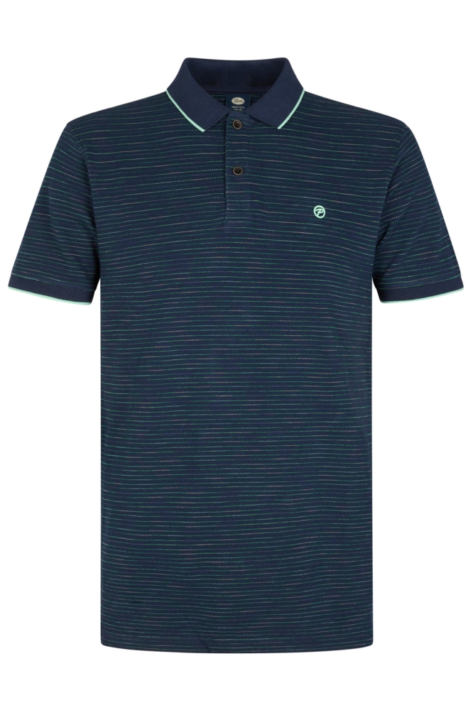 Petrol Industries blauwe heren polo | Vooraanzicht